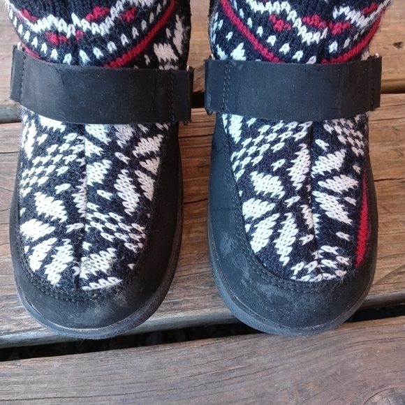 HILLARD & HANSON tall knit side zip faux fur lined wedge heel Boots Wo's Sz 7m. - Picture 4 of 8